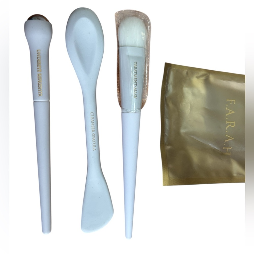 F.A.R.A.H Skin Retreat Set Face Utensils for application white/ gold NEW! - Picture 2 of 4